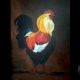 Gallo realizado con pincel y espátula