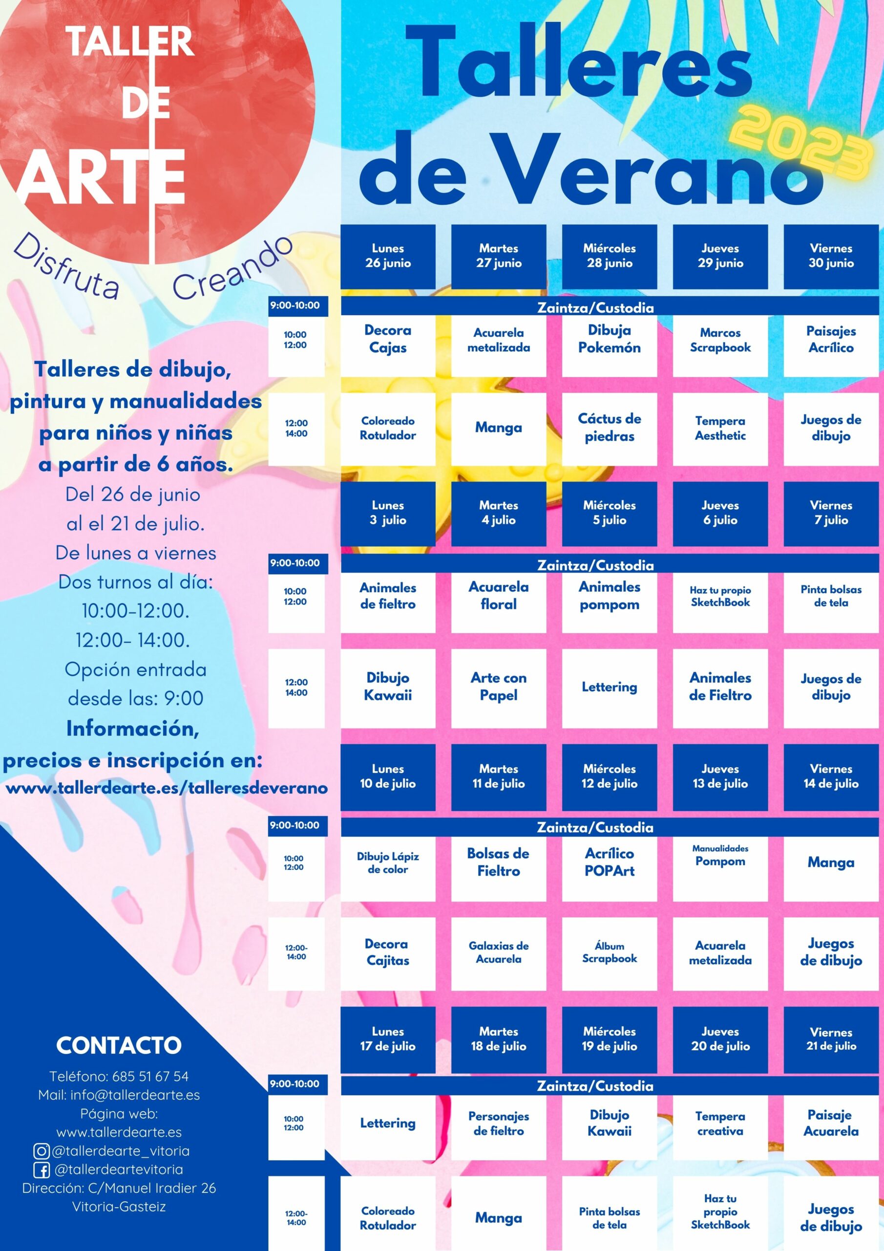 cartel talleres de verano